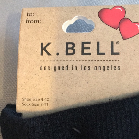 K. Bell Black and Pink Heart Crew Socks NWT - Picture 4 of 4